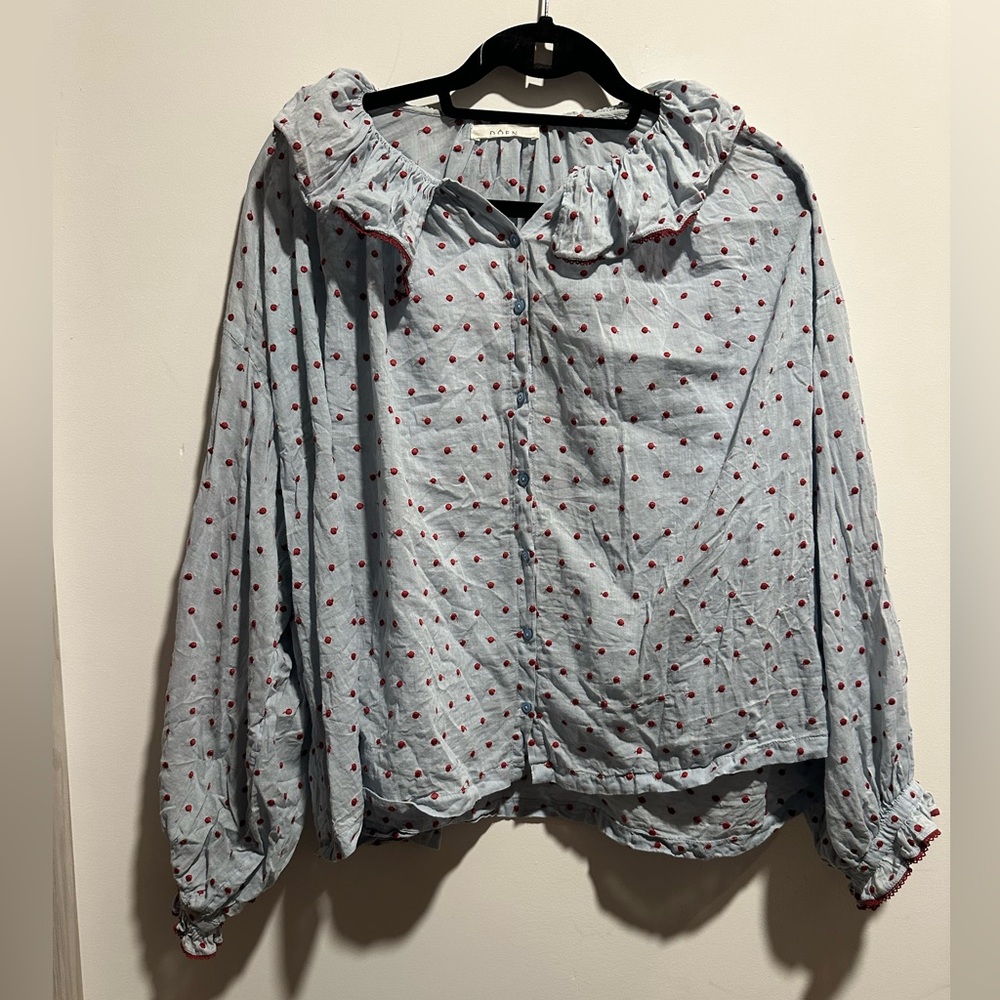 Doen and Net Sustain Swiss dot blouse